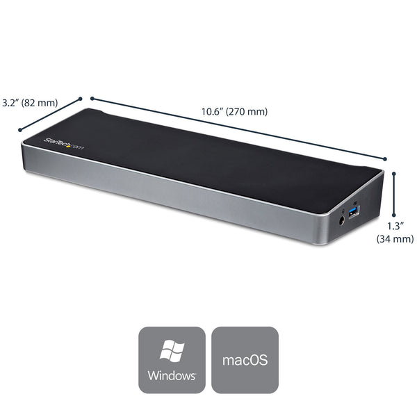 StarTech.com DK30CH2DPPDU dockingstation Ledningsført USB 3.2 Gen 1 (3.1 Gen 1) Type-C Sort, Sølv