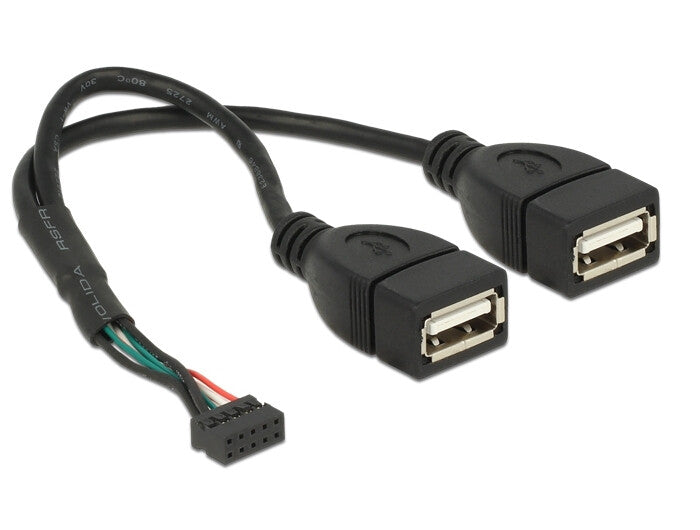 DeLOCK 84933 USB-kabel USB 2.0 0,2 m 2 x USB A 0,48 Gbit/sek. Sort
