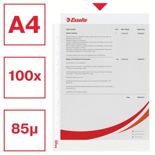 Esselte lomme A4 85my, 30 % recirkuleret plast (præ-consumer)