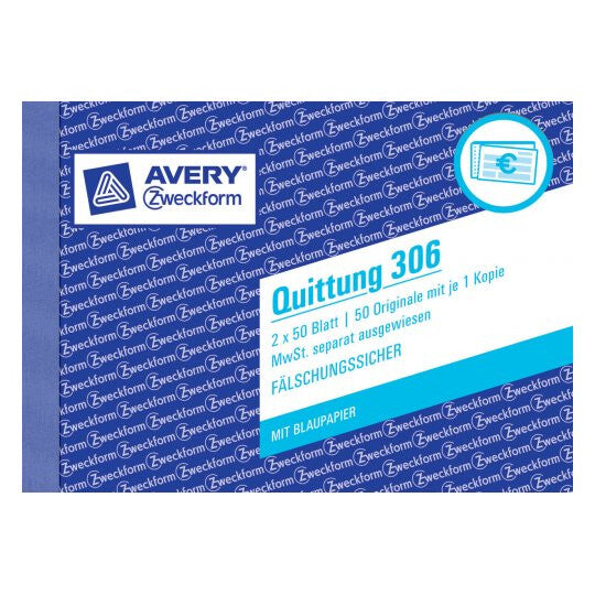 Avery 306 billet og billetrulle 100 stk