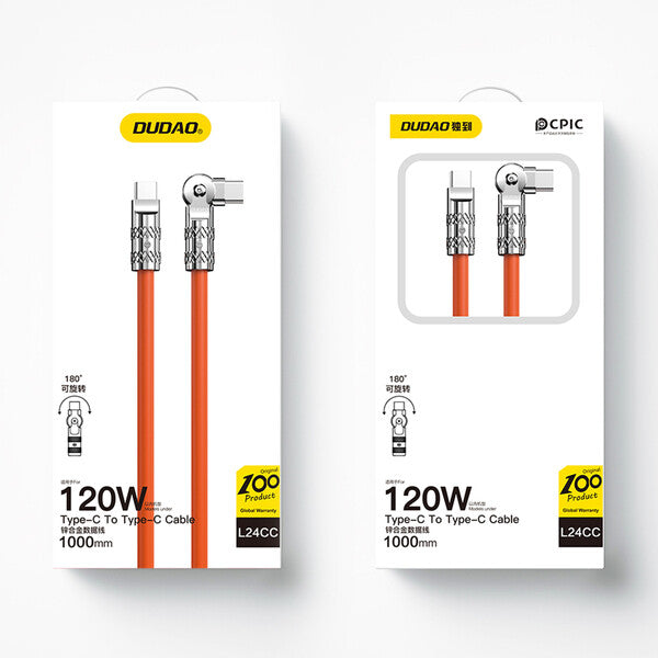 DUDAO L24CC 120W USB-C - USB-C Cable USB-kabel 1 m USB C Orange