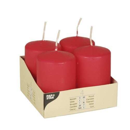 Papstar 10490 vokslys Cylinder Rød 4 stk