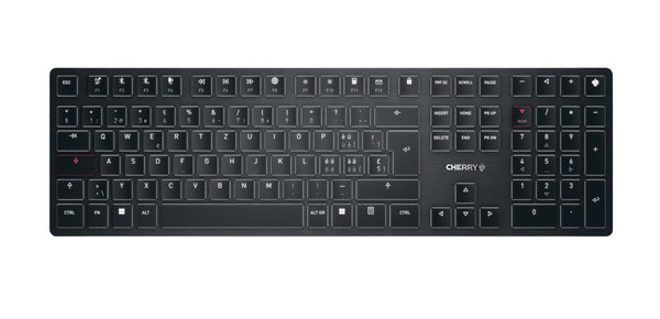 CHERRY KW X ULP tastatur Hjemme/kontor USB + RF Wireless + Bluetooth QWERTZ Schweizisk Sort