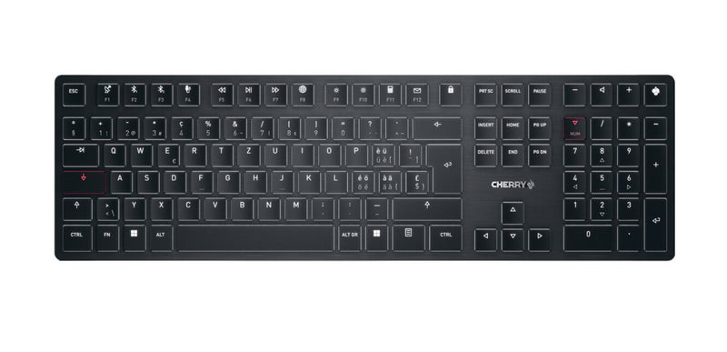 CHERRY KW X ULP tastatur Hjemme/kontor USB + RF Wireless + Bluetooth QWERTZ Schweizisk Sort