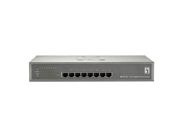 LevelOne GEP-0821 netværksswitch Gigabit Ethernet (10/100/1000) Strøm over Ethernet (PoE) Grå