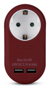 Entac EPAG-1EE-2USB-BR strømstik adapter Type F Bourgogne