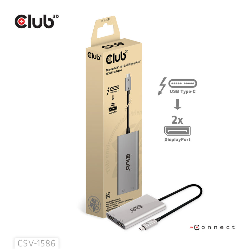 CLUB3D CSV-1586 interface hub Thunderbolt 3 40000 Mbit/s Sølv