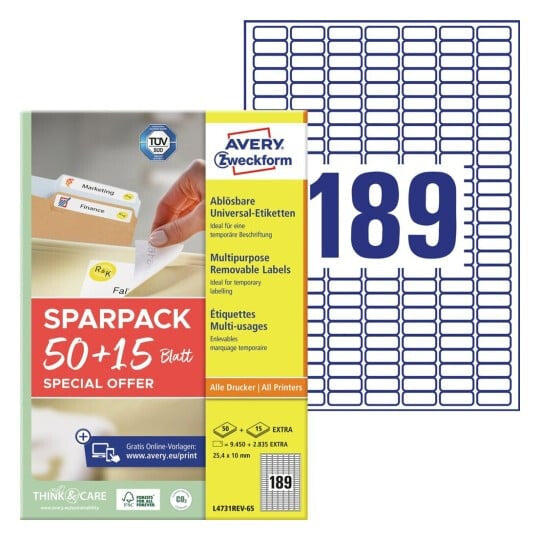 Avery L4731REV-65 print etiket Hvid Selvklæbende printeretiket
