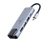 Gembird A-CM-COMBO5-04 dockingstation Ledningsført USB 3.2 Gen 1 (3.1 Gen 1) Type-C Sølv