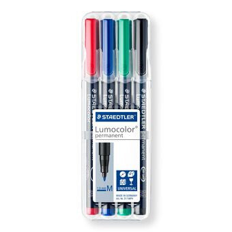 Staedtler Lumocolor 317 WP4 speedmarker Sort, Blå, Grøn, Rød 4 stk