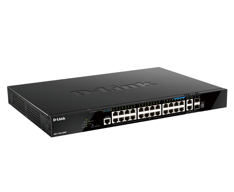 D-Link DGS-1520-28MP/E netværksswitch Administreret L3 Gigabit Ethernet (10/100/1000) Strøm over Ethernet (PoE) 1U Sort
