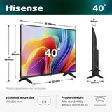 Hisense 40A49S 101,6 cm (40") Fuld HD Smart TV Wi-Fi Sort