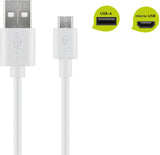 Goobay 38666 USB-kabel USB 2.0 2 m USB A Micro-USB B 0,48 Gbit/sek. Hvid