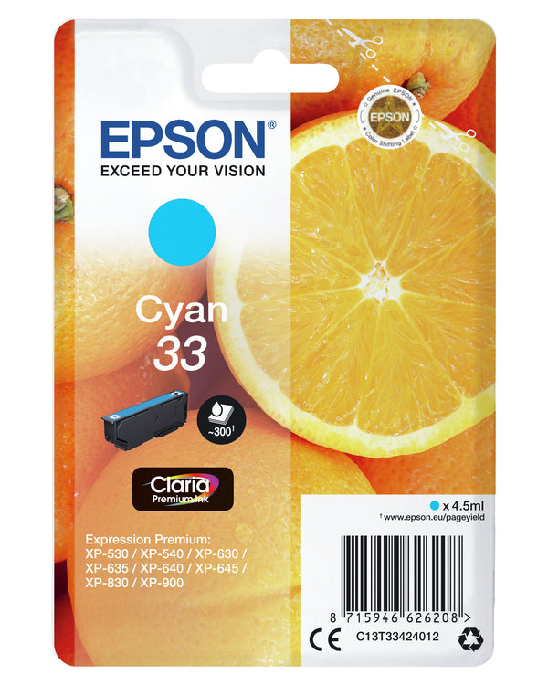 Epson Oranges 33 appelsiner Claria Premium enkeltpakke cyan blæk