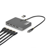 StarTech.com QUAD-USB-DP-ADAPT dockingstation Ledningsført USB 3.2 Gen 1 (3.1 Gen 1) Type-C Grå