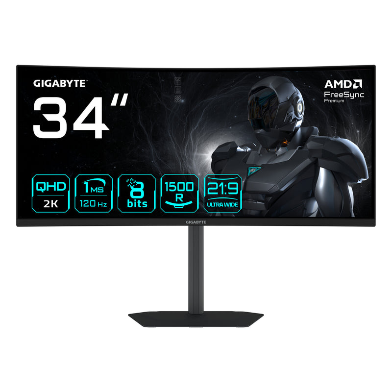 GIGABYTE GS34WQCA computerskærm 86,4 cm (34") 3440 x 1440 pixel Wide Quad HD LCD Sort