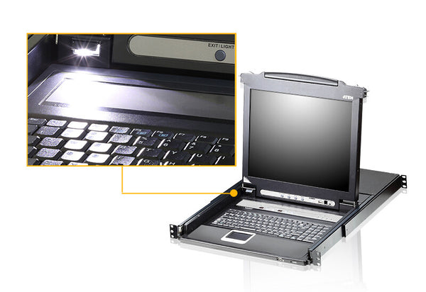 ATEN CL5708N rack-konsol 48,3 cm (19") 1280 x 1024 pixel Metal, Plast Sort 1U