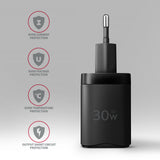 Axagon ACU-PD30 oplader til mobil enhed Mobiltelefon, Smartphone, SmartWatch, Tablet, Universel, Ur Sort Vekselstrøm Hurtig opladning Indendørs