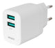 Deltaco USB-vægoplader, 2x USB-A, 12 W per port, maks. samlet output 12 W, hvid