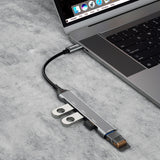 DUDAO A16T 4-in-4 USB-C Hub Ledningsført USB 3.2 Gen 1 (3.1 Gen 1) Type-C Grå