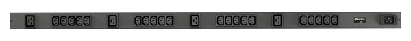 Vertiv Geist rPDU, basic, 0U, input C20 230V 16A, outputs (20)C13 | (4)C19 strømforsyningsenhed (PDU) 24 AC stikkontakt(er) Sort