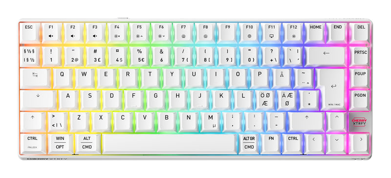 CHERRY XTRFY K33 Compact Wireless tastatur Spil USB + RF Wireless + Bluetooth QWERTY Nordisk Hvid