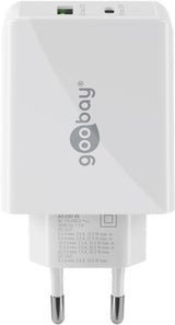 Goobay 61674 oplader til mobil enhed Hovedtelefoner, Mobiltelefon, Smartphone Hvid Vekselstrøm Hurtig opladning Indendørs