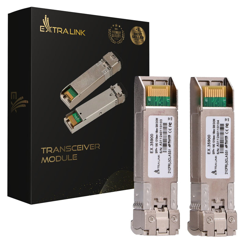 Extralink SFP+ 10G 2-pack | Moduł SFP+ | 10Gbps, LC/UPC, 1310nm, 10km, single mode, DOM (EX.35900) modul til netværksmodtager