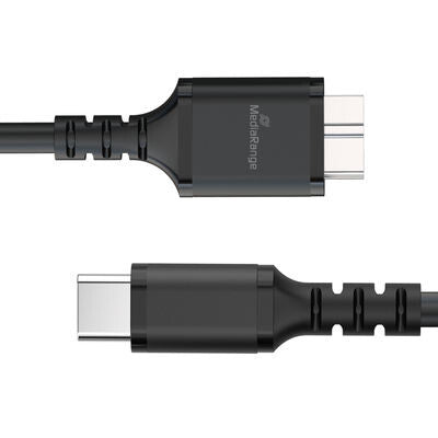 MediaRange MRCS257 USB-kabel USB 3.2 Gen 1 (3.1 Gen 1) 0,5 m Micro-USB B USB C 5 Gbit/sek. Sort
