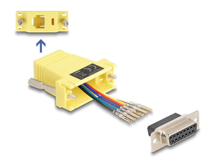 DeLOCK 67091 kabel kønsskifter D-Sub 15 RJ12 Gul