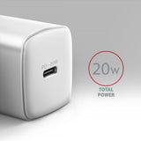 Axagon ACU-PD20W wall charger 1x QC3.0/AFC/FCP/PD type-C 20W white Mobiltelefon, Smartphone, SmartWatch, Tablet, Universel, Ur Hvid Vekselstrøm Hurtig opladning Indendørs