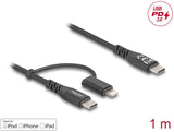 DeLOCK 81170 USB-kabel USB 2.0 1 m USB C USB C/Lightning 60 W Sort