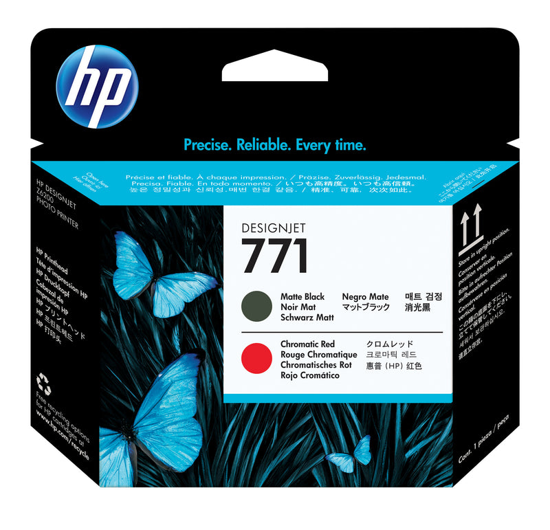 HP 771 DesignJet-skrivehoved, mat sort/kromatisk rød