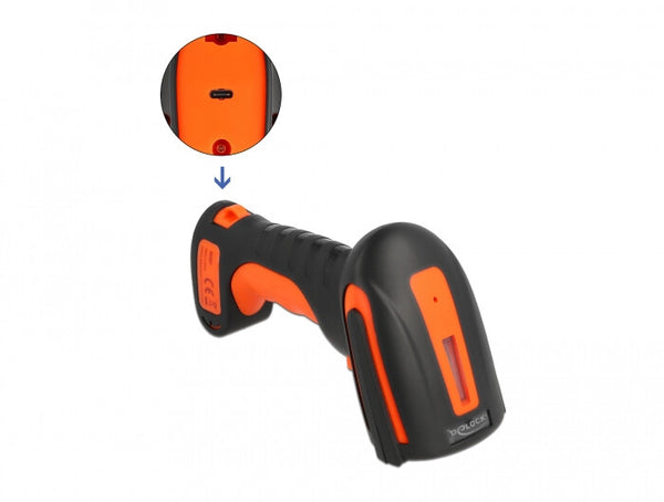 DeLOCK 90507 stregkodelæser Håndholdt stregkodelæser 1D/2D CMOS Sort, Orange