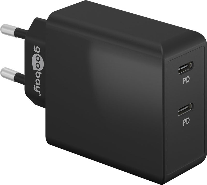 Goobay 61757 oplader til mobil enhed Digitalt kamera, Hovedtelefoner, Mobiltelefon, SmartWatch, Tablet Sort Vekselstrøm Hurtig opladning Indendørs