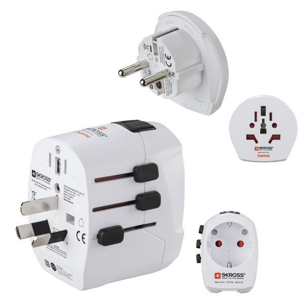 Hama World Travel Pro Light USB strømstik adapter Universel Hvid