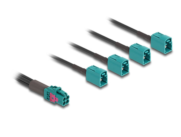 DeLOCK 90118 koaxial kabel 1 m Mini FAKRA Z 4 x FAKRA Z Sort, Blå
