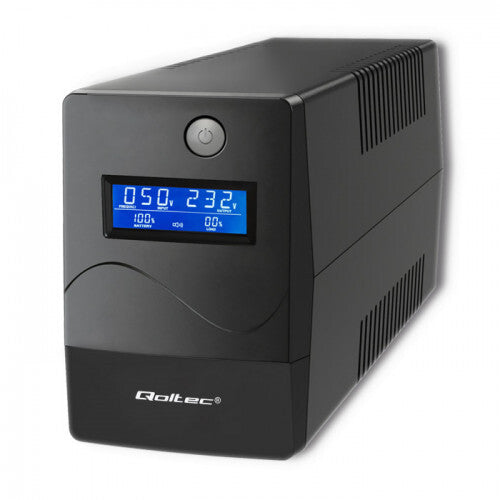 Qoltec Monolith UPS-enhed Dobbeltkonvertering (online) 0,85 kVA 480 W 2 AC stikkontakt(er)