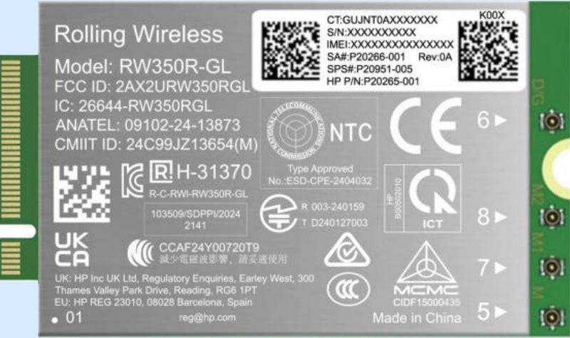 HP 4G LTE-Advanced Pro Cat19 WWAN interface-kort/adapter Intern