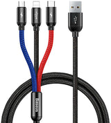 Baseus CAMLT-ASY01 USB-kabel 0,3 m USB A USB C/Micro USB A/Lightning Sort