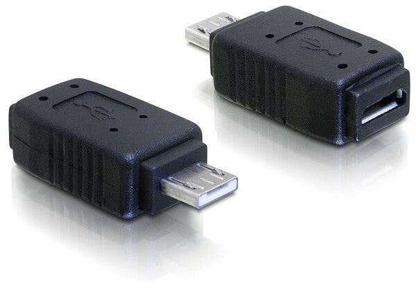 DeLOCK Adapter USB micro-A+B female to USB micro A-male Sort
