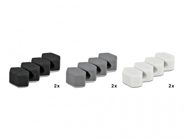 DeLOCK 18329 kabelorganisator Kabelholder Sort, Grå, Hvid 6 stk
