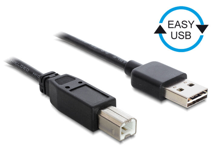 DeLOCK 0.5m, USB2.0-A/USB2.0-B USB-kabel 0,5 m USB A USB B 0,48 Gbit/sek. Sort
