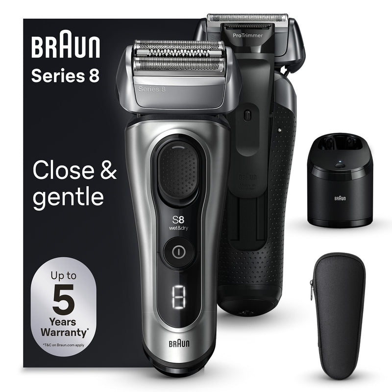 Braun Series 8 8567cc Folie shaver Trimmer Sort, Sølv