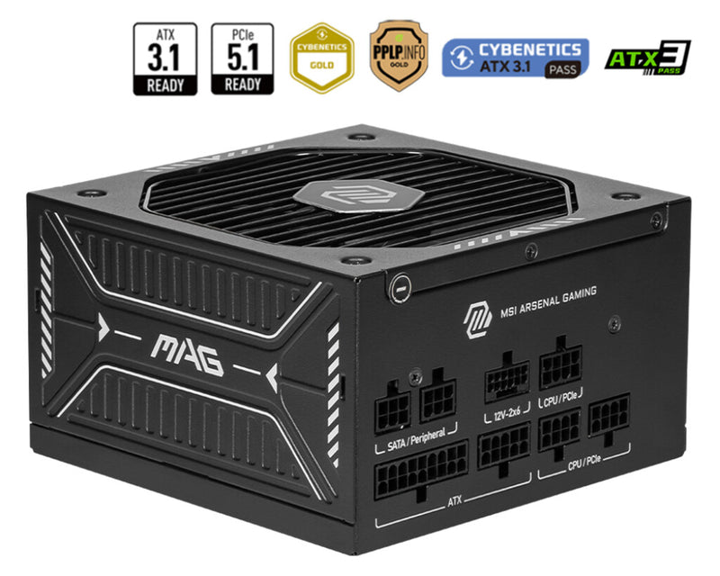 MSI MAG A750GLS PCIE5 enhed til strømforsyning 750 W 24-pin ATX ATX Sort