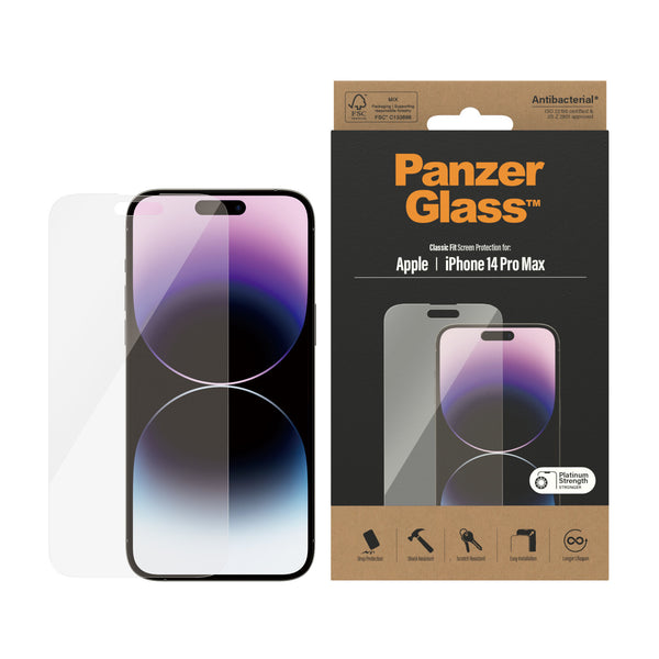 PanzerGlass ® Skærmbeskyttelse iPhone 14 Pro Max | Classic Fit