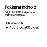 HP Originale 62-blækpatroner, sort/trefarvet, 2-pak