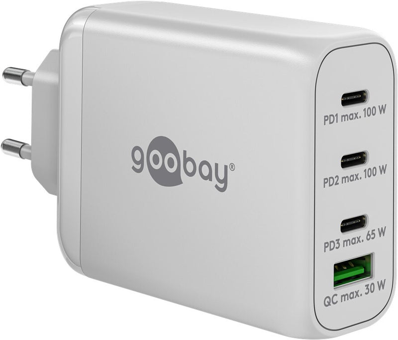 Goobay 65556 oplader til mobil enhed Laptop, Smartphone Hvid Vekselstrøm Hurtig opladning Indendørs