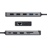 ALOGIC DUCDDV3V2 dockingstation Ledningsført USB 3.2 Gen 1 (3.1 Gen 1) Type-A + Type-C Grå