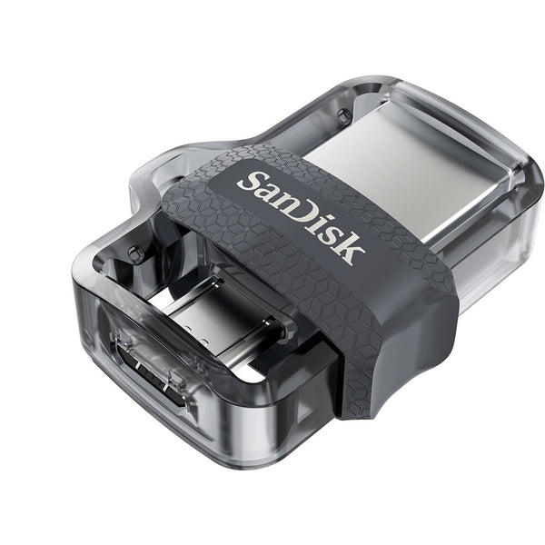 SanDisk Ultra Dual m3.0 USB-nøgle 256 GB USB Type-A / Micro-USB 3.2 Gen 1 (3.1 Gen 1) Sort, Sølv, Transparent